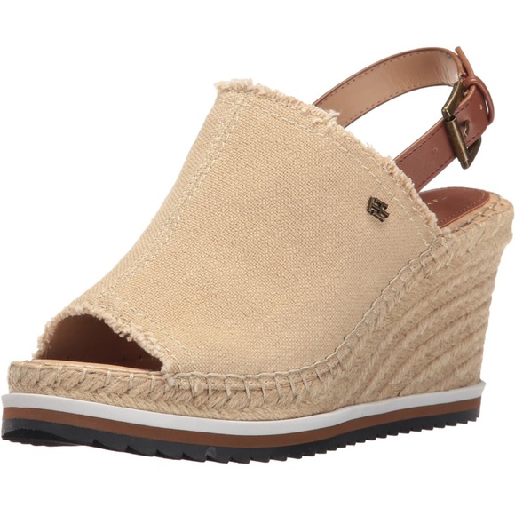 Never Worn Tommy Hilfiger Yolanda Espadrille Wedge Sandals-Tan Size 7.5 - Picture 3 of 8